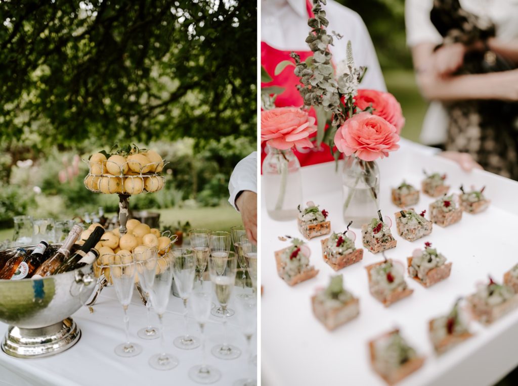 italy inspired wedding canapés and drinks at West Green house gardens