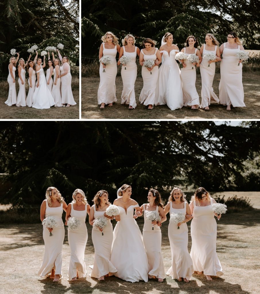 bridesmaids wearing ivory at glemham hall wedding