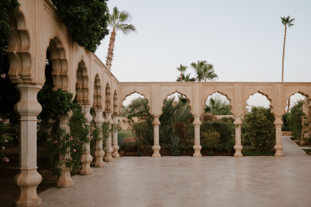 Moroccan arches at palais namaskar luxury marrakesh wedding venue