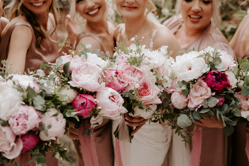 blush pink bridal bouquet with peonies