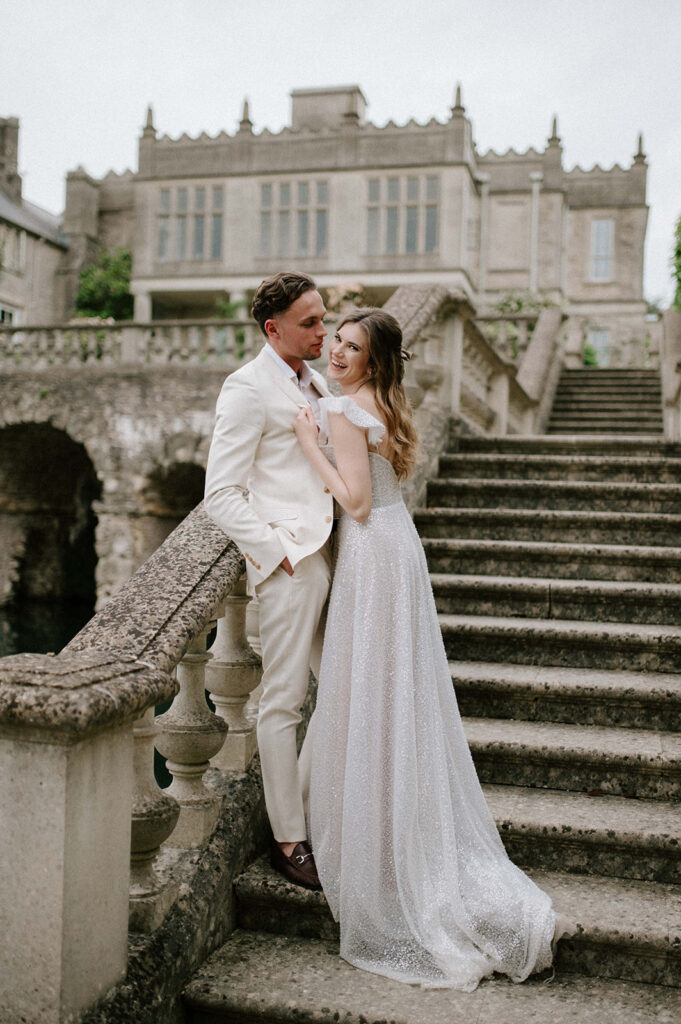 couple on steps at euridge manor