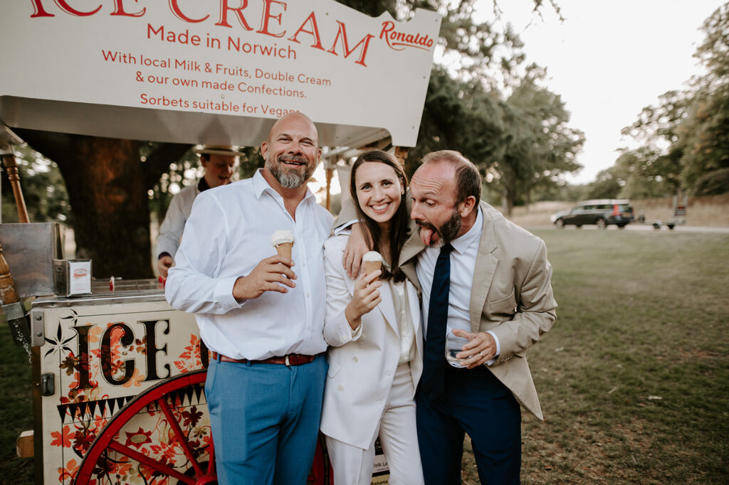guests enjoying ice cream at wedding reception