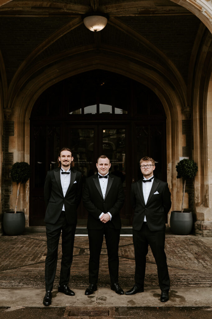 groom with groomsmen at tortworth court